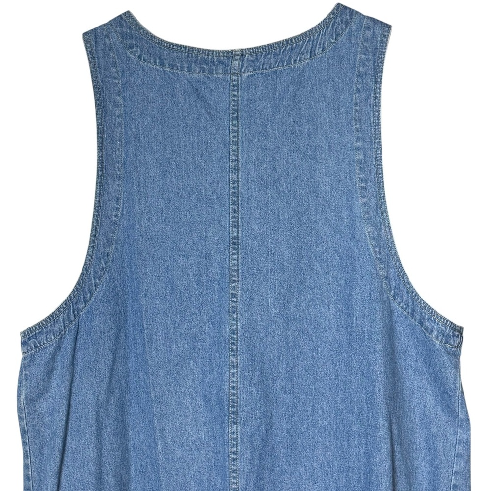 VTG Denim Button Front Floral Embroidered Boxy Dress Size 2X V-Neck Knee Length - Picture 4 of 10
